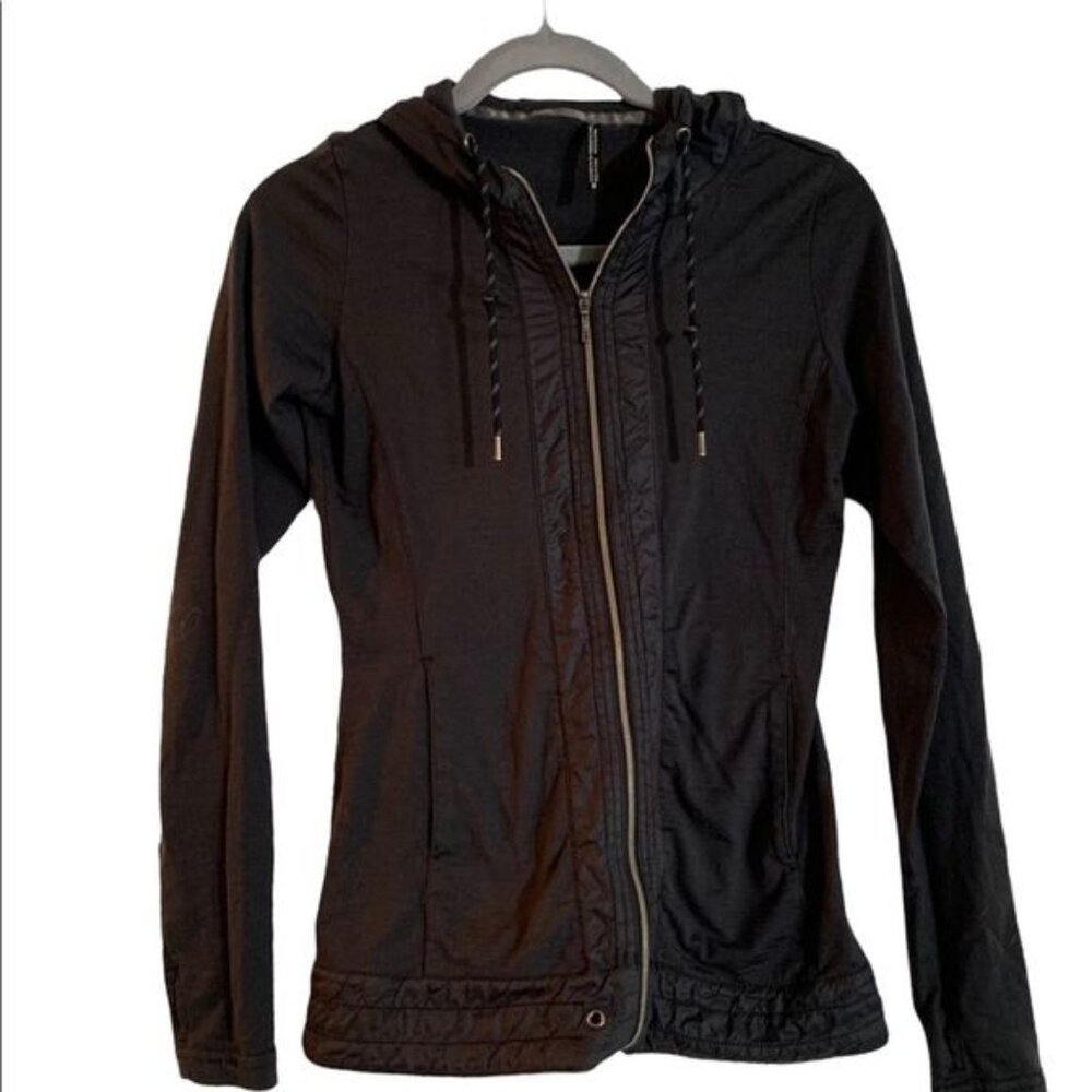 Kuhl Womens Size Small Windbreaker Jacket Black Hooded Merino Wool